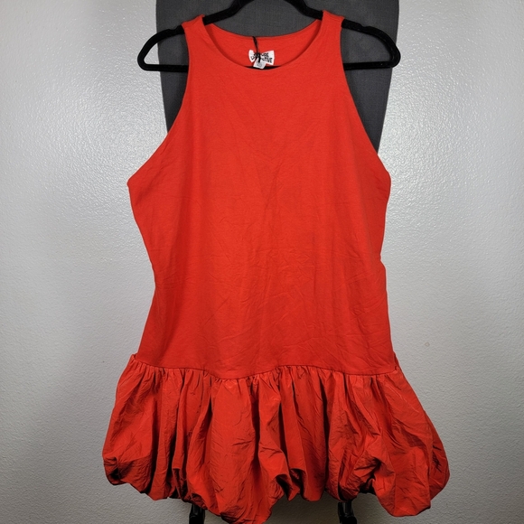 Future Collective Dresses & Skirts - Women's Red Mini Dress with Bubble Hem